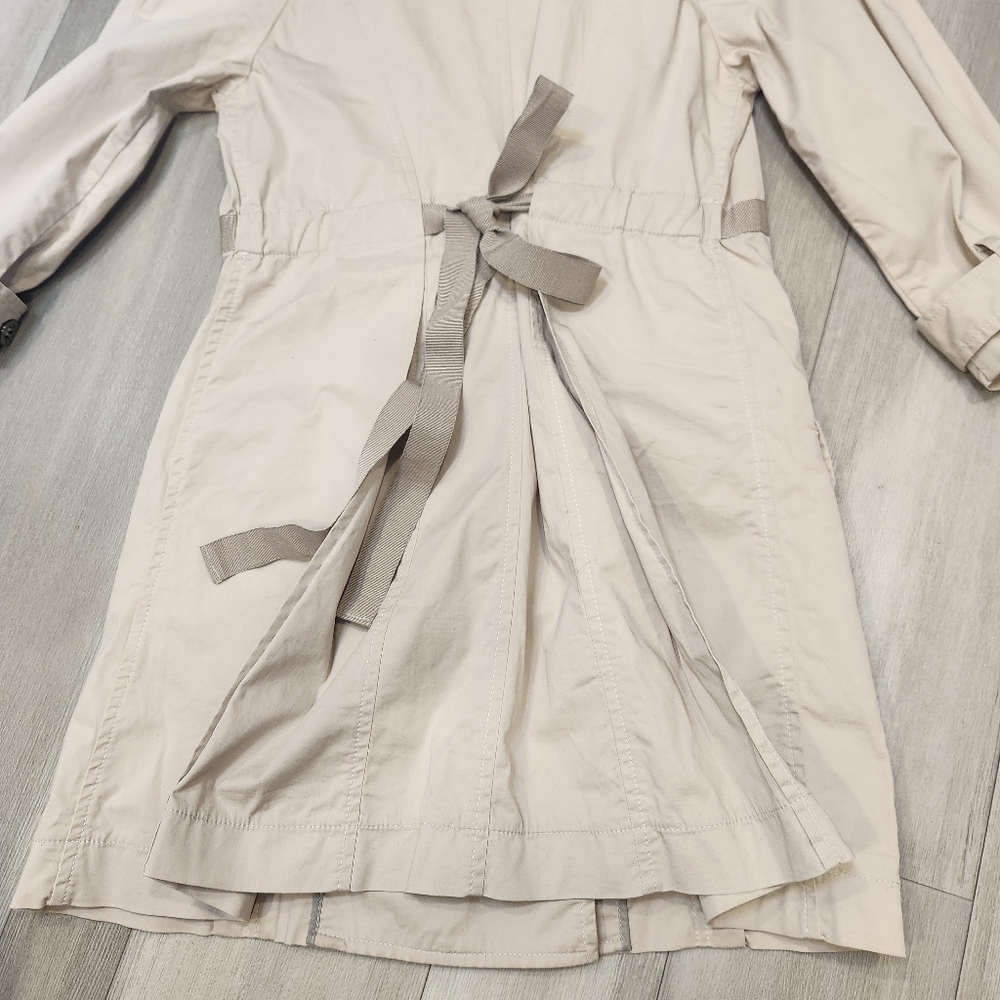 Pinko trench coat women's 6 ivory cotton mini pleated double chest Made in Italy - Picture 13 of 14